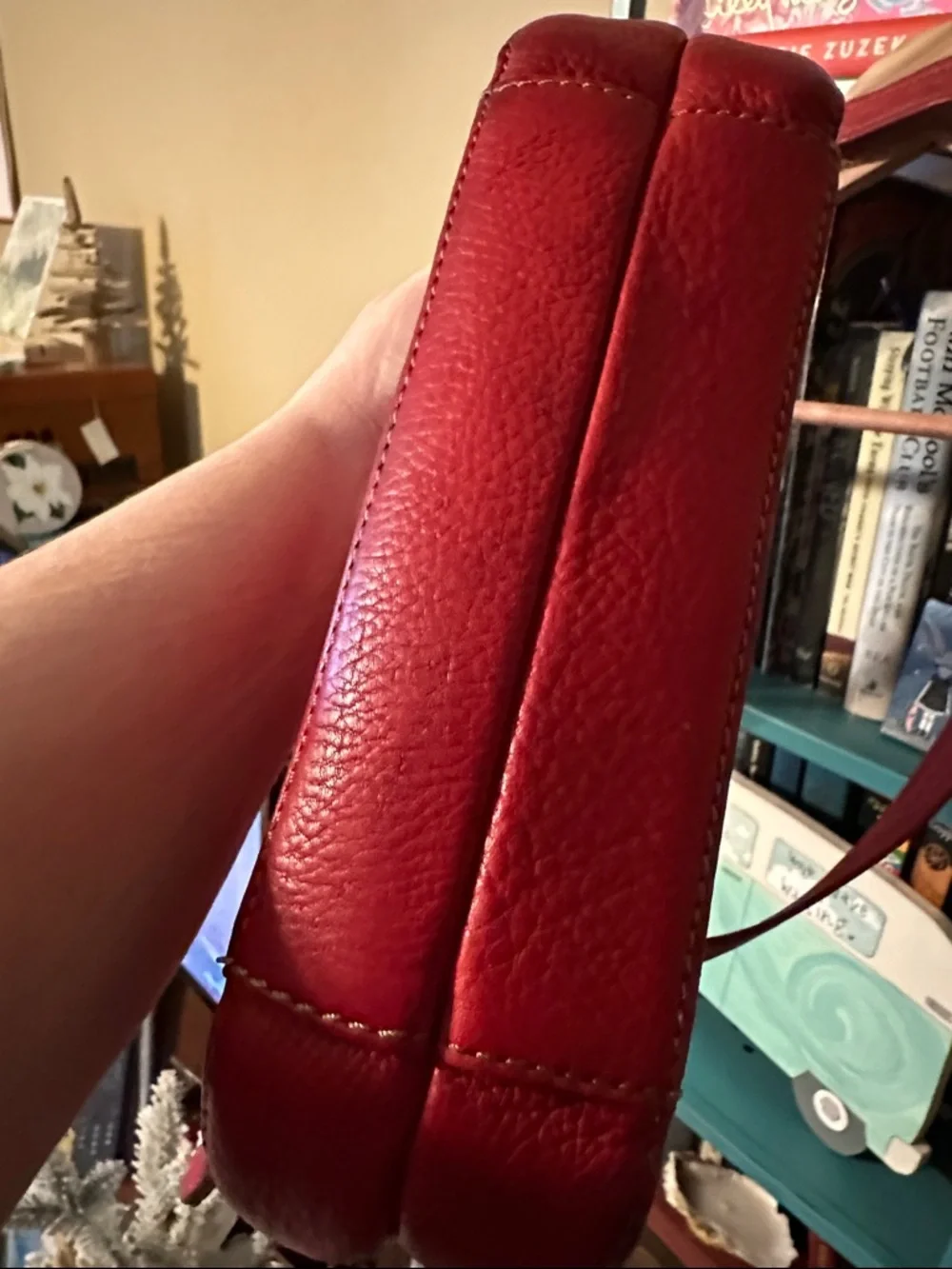 Fossil Red Pebbled Leather Crossbody Bag - Picture 13 of 14